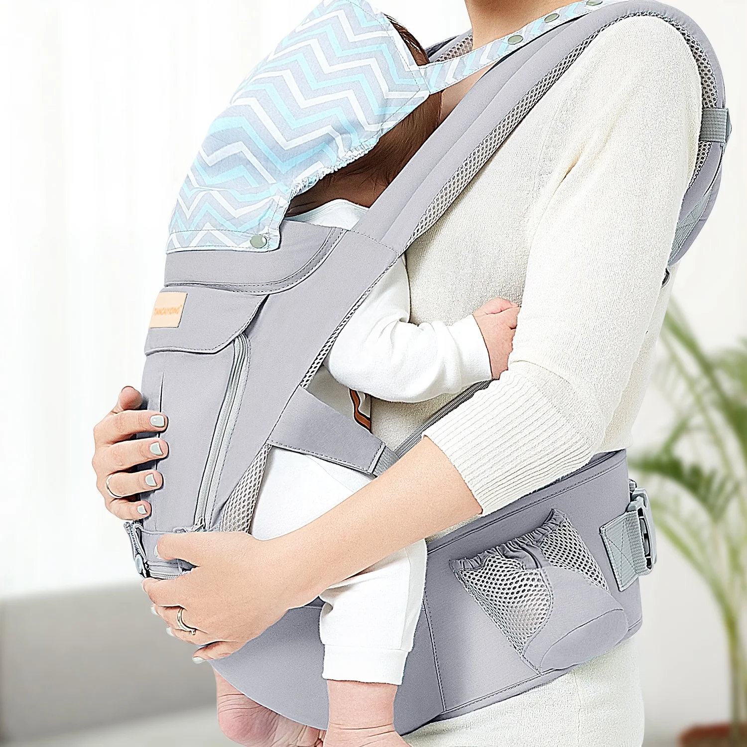 
Baby Carrier Ergonomic Hip Seat Carrier With Hood Front&Back 