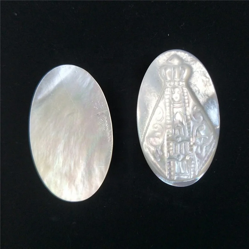 Wholesale Mother of pearl Religious Virgin Mary Sea Shell Carving For Jewelry
