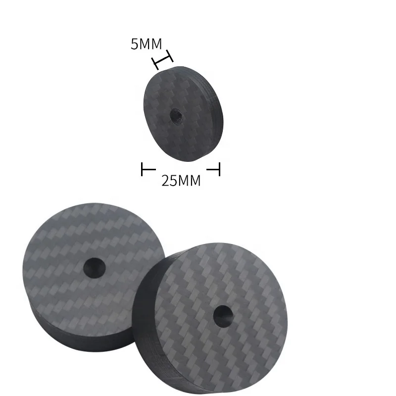 25mmx5mm Carbon Fiber Speaker Spike Cone Pad Isolation Amplifier Base Shoe Feet