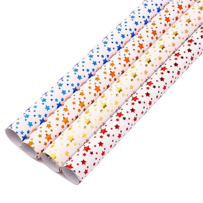 wholesale delicate gift  gilding Red blue gold orange five-pointed star crown Gift Paper Multicolor neon gold warpping paper