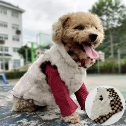 Designer Pet Dog Double-sided Fur Vest Fashion Brand French Bulldog Two-legged Apparel Sleeveless Coat Clothing