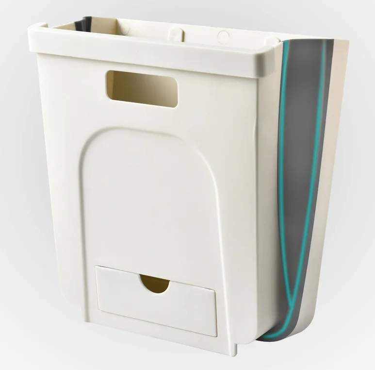 Household Kitchen Waste Cabinets Hang Folding Trash Can For Storage