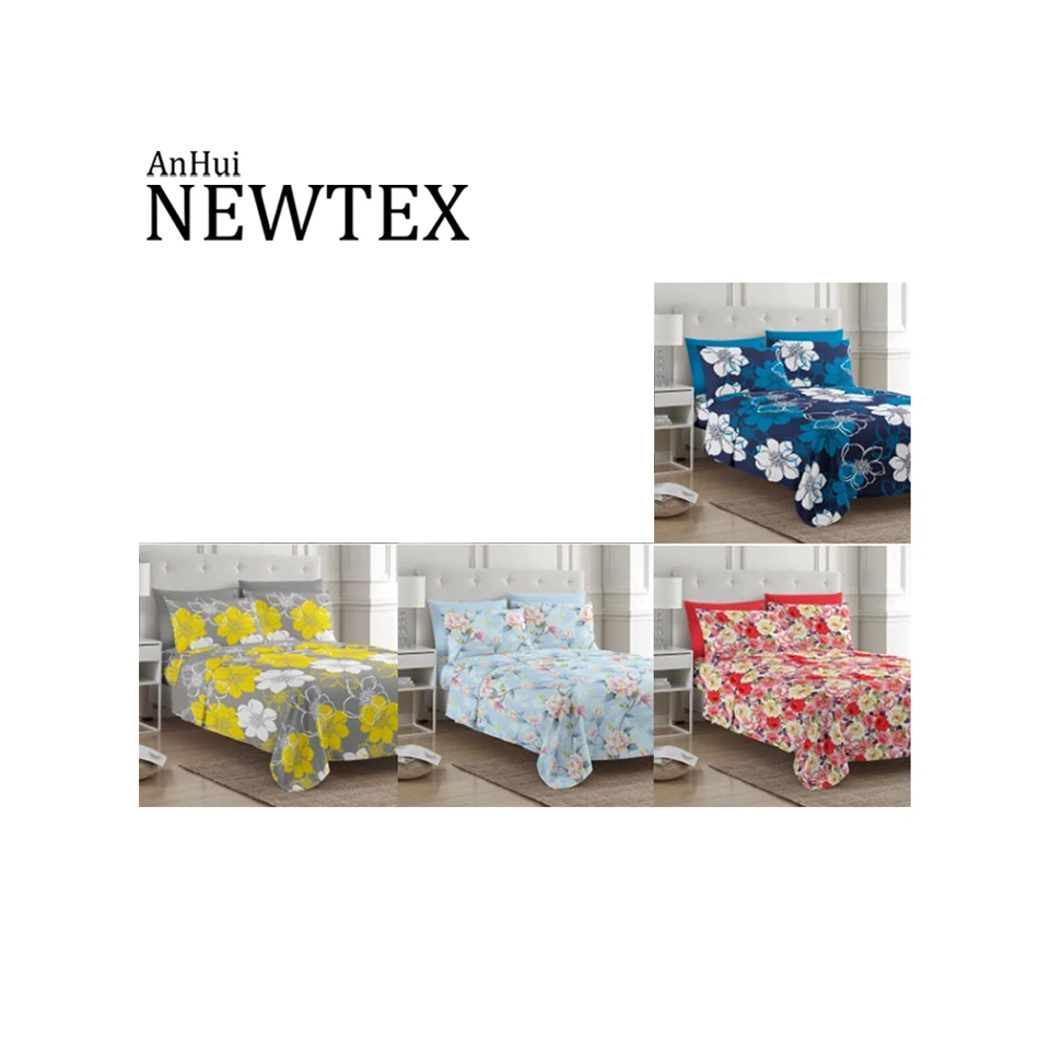 4 Different designs printing 100% polyester Microfiber sheet set 6pcs Queen and King size