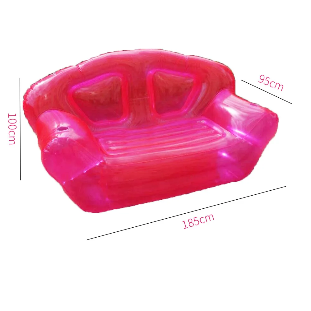 OEM Inflatable Clear Pink Double Person Sofa Blow UP Chairs Portable Camping Yard Couchs Inflatable Patio Furniture