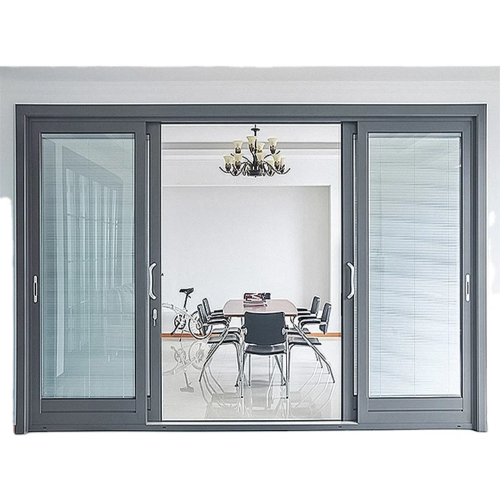 Villa Door And Window Thermal Break Residential Aluminium Sliding Balcony Door With Security Mesh motorised blinds