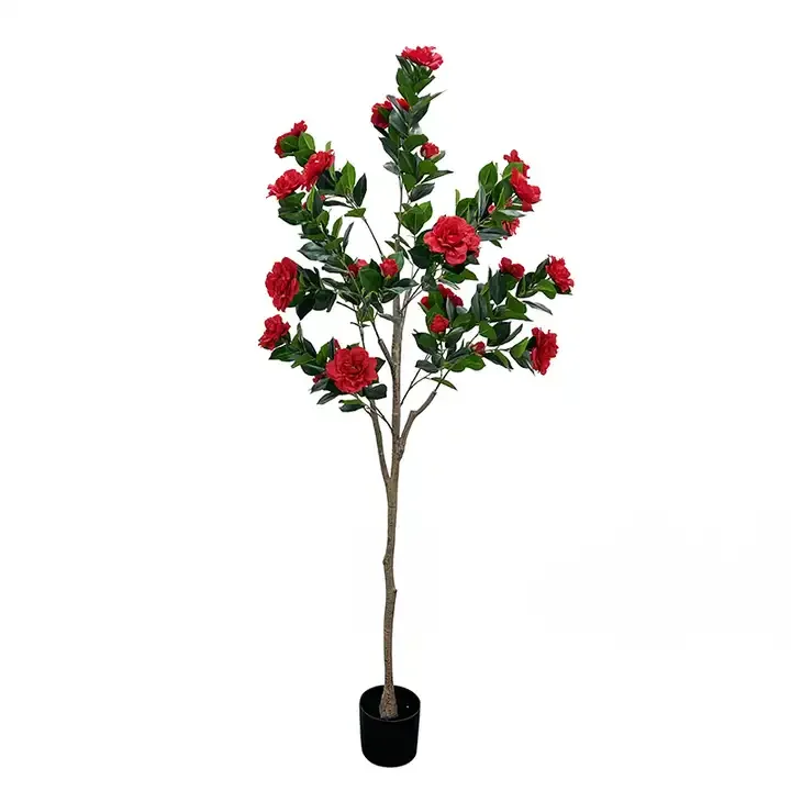 Tall Realistic Artificial camellia Fruits Tree For Office Exhibition Coffee Shop Table Decoration