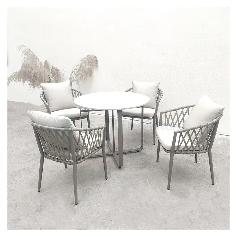 American hot sale Modern luxury webbing Garden Chair Aluminum Quick-drying cushion Dining Chairs Hotel Woven Outdoor Furniture
