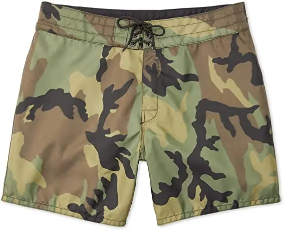 Wholesale Customized Logo Camo Board Shorts 4 Way Stretch Men Swim Trunks Beach Wear