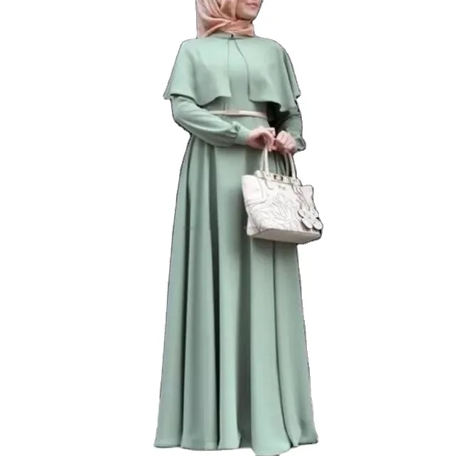 New Muslim Maxi Dress With Long Sleeve Long Robes Dresses Ladies Middle East Islamic Dubai Maxi Clothing