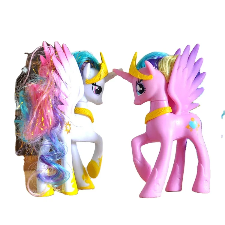 Beautiful Rarity Pink Pon Figure For Girls Gift/6pcs Girls Horse Poy Pvc Figurine