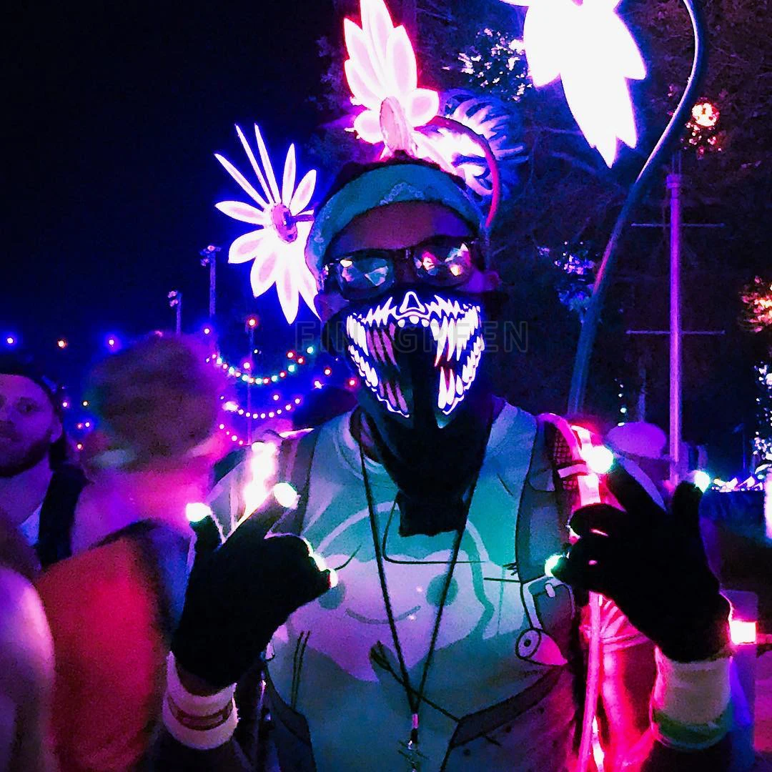 Halloween Mask Music LED Light Up carnival Mask Sound Activation Flashing Luminous Cool Party Mask