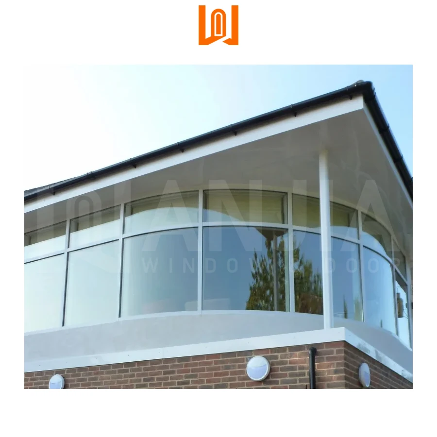 WANJIA Custom Villa Aluminum Curved Fixed Window Floor To Ceiling Fixed Glass Window