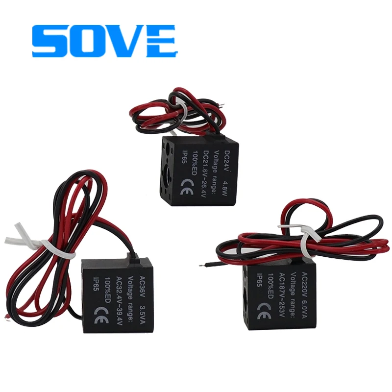 AC220v solenoid valve coil DC24v type 4V210-08 with light control valve head customized 12 outlets