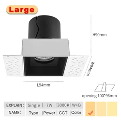 Grille Light Fixture 12w CRI 93 100~140lm/w LED Grille Light Fixture LED Grille Panel Light