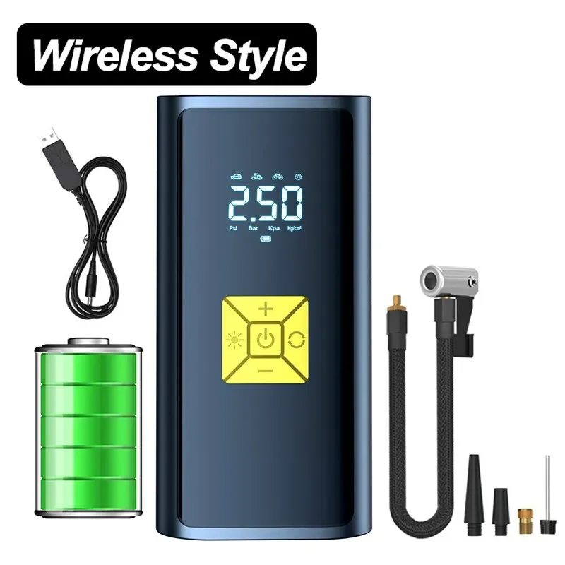 Wireless Style Electric Air Pump 6000mAh 150PSI Digital Screen Tyre Inflator For Car Motorcycle Bicycle Ball