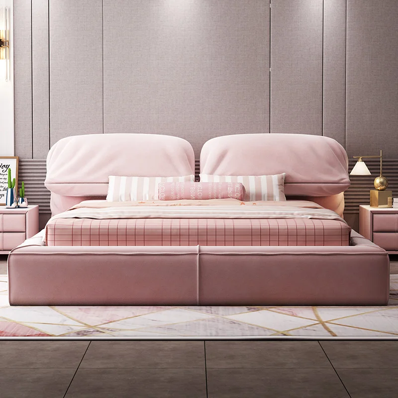 Luxury Italian design Bed Master Pink  Bedroom King Size Bed Frame Bed Room Furniture