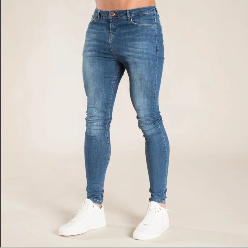 Dropshipping Stock Mens Jeans Full Pant Stretch Solid Slim Fit Custom Jeans Men Denim Skinny
