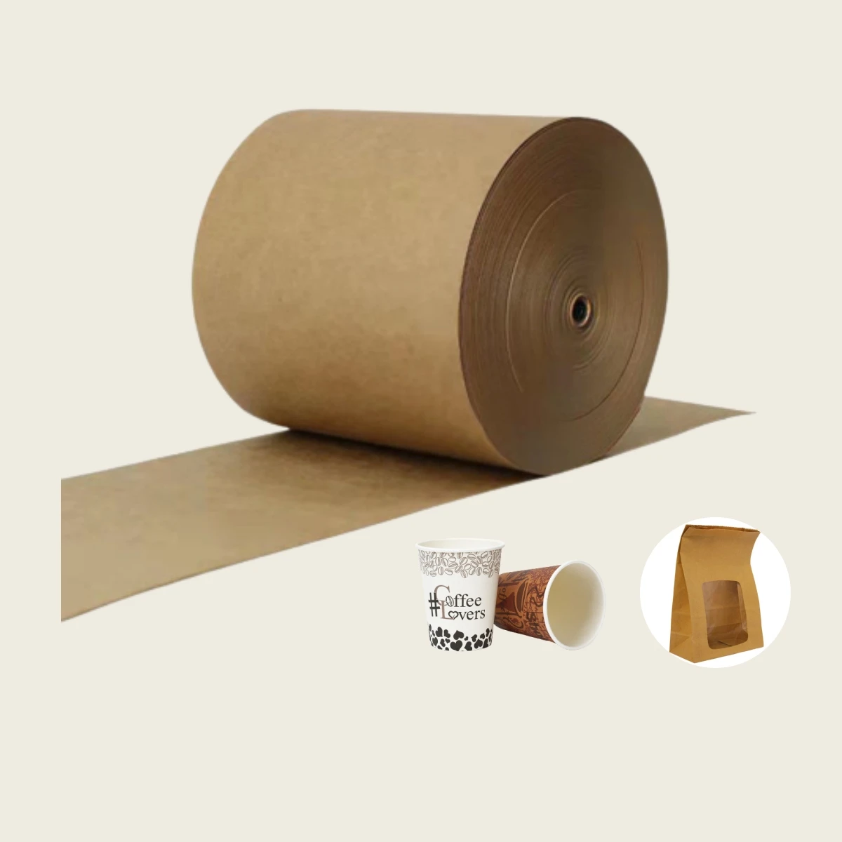 Kraft PE Coated Paper In Roll For Paper Cup Raw Material spot supplies