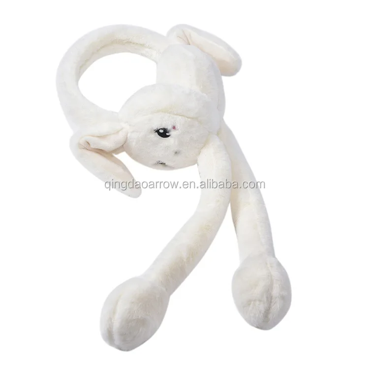 White Plush faux fur dancing shaking rabbit Ear Plugs & Ear Muffs  Ear Warmer Fashion Winter Warm warmer Earmuffs