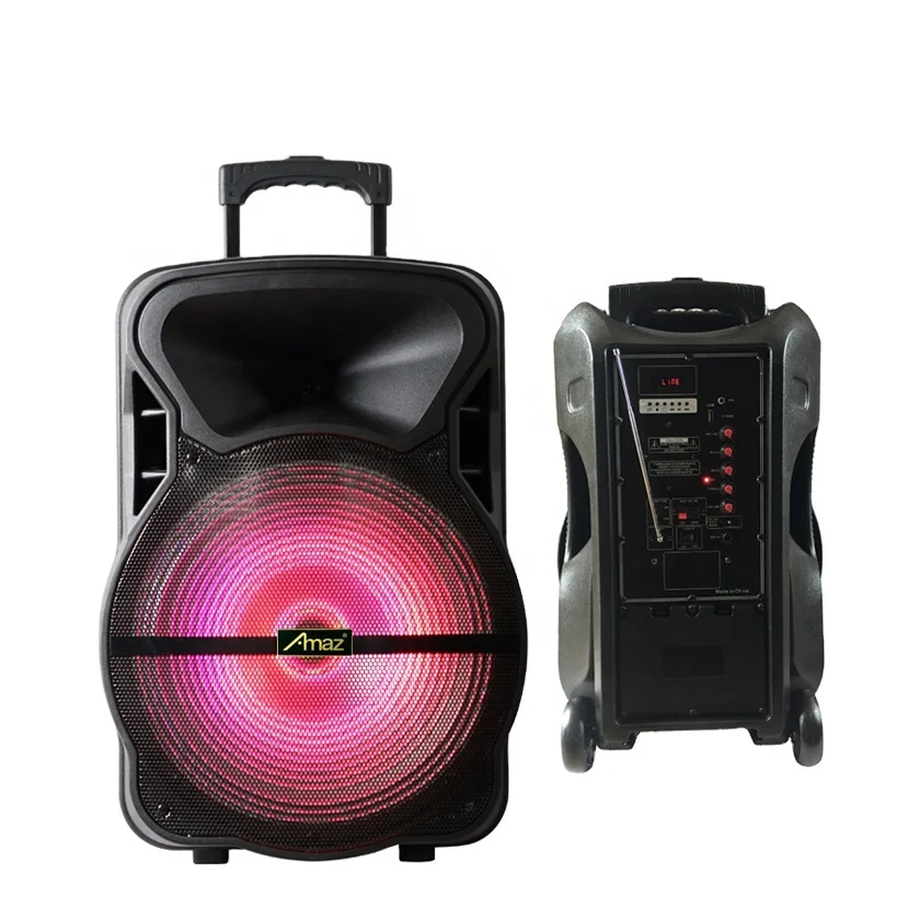 Amaz 12inchs Battery Powered Speaker Dj Mixer Pa Amplifier Trolley Speaker