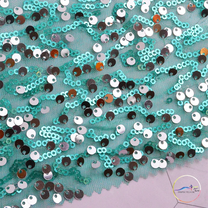 Green mesh fabrics 2021 embroidered net tulle mesh sequins high quality for costume fabrics dancewear fabrics