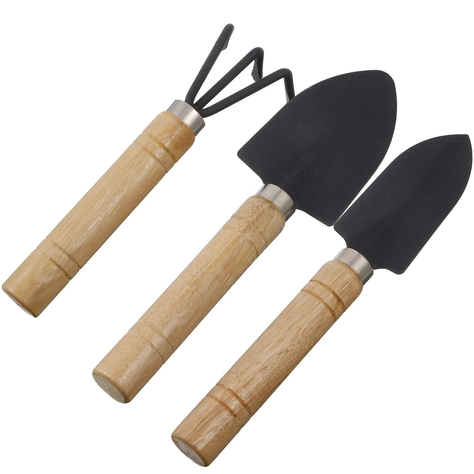 Garden Tools Wooden Handle Three-piece Shovel Rake Spade Children Flower Growing Shovel Flower Spatula Garden Tools