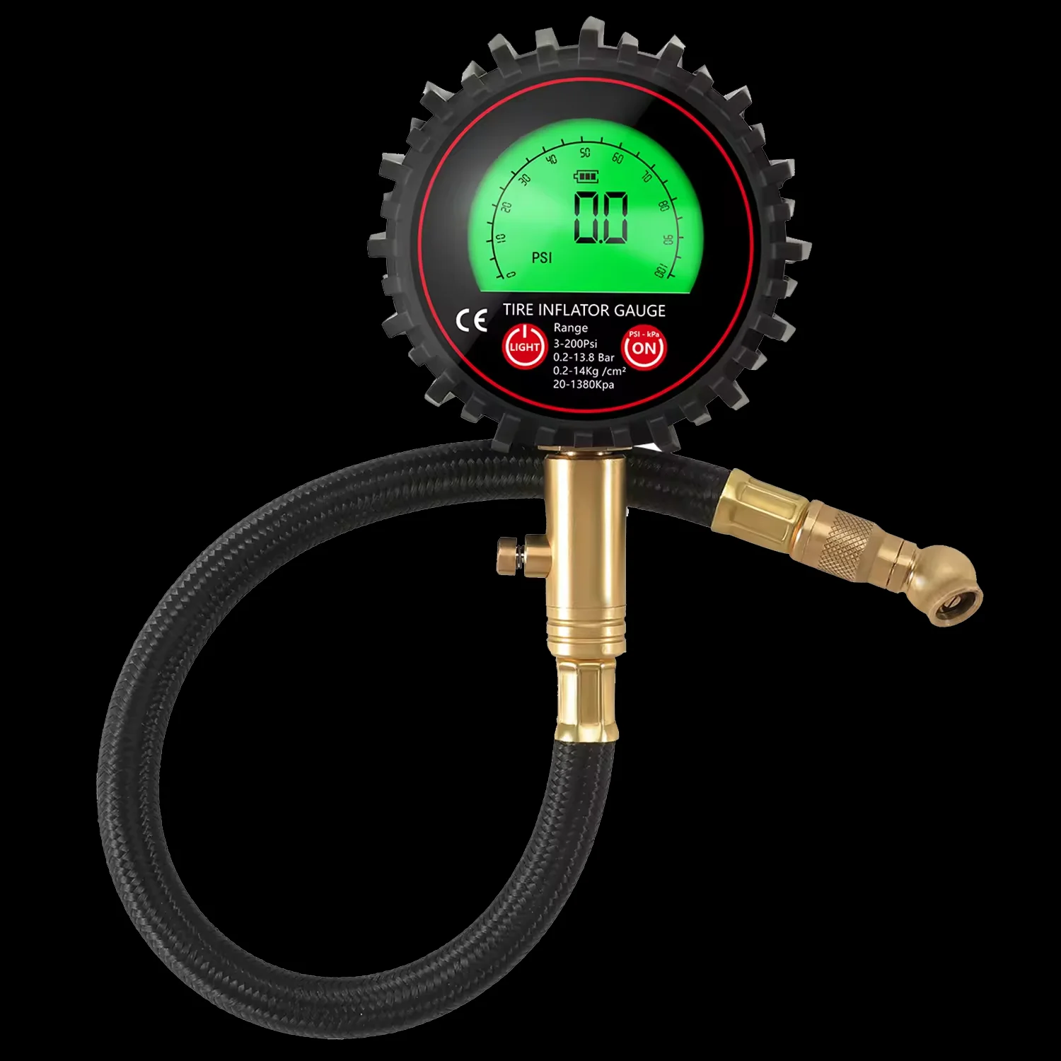 Handheld Rubber Hose Tire Pressure Gauge tire deflator with gauge