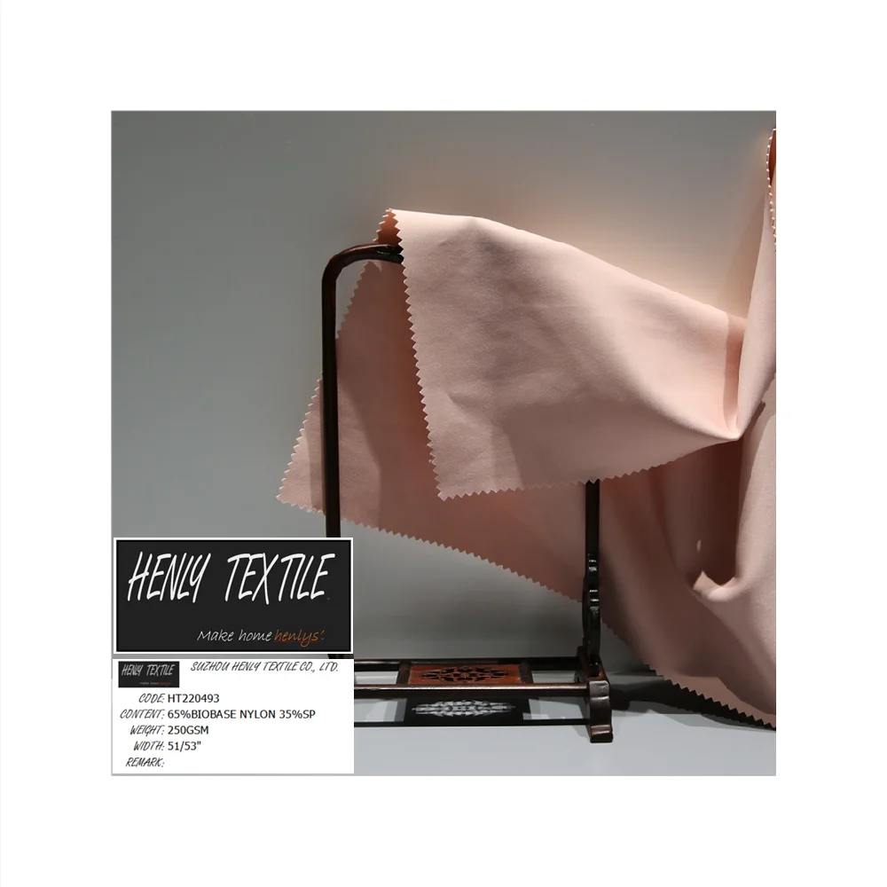 HT220493 65%BIO BASE NYLON 35%SPANDEX 248GSM KNITTED INTERLOCK FABRIC FOR COMPRESSION CLOTHING