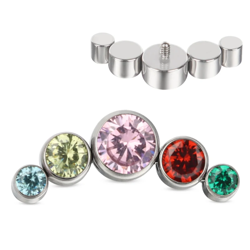 ASTM F136 Titanium High Grade Internally Threaded Zircon Body Jewelry Labret Lip Piercing Earrings Jewelry