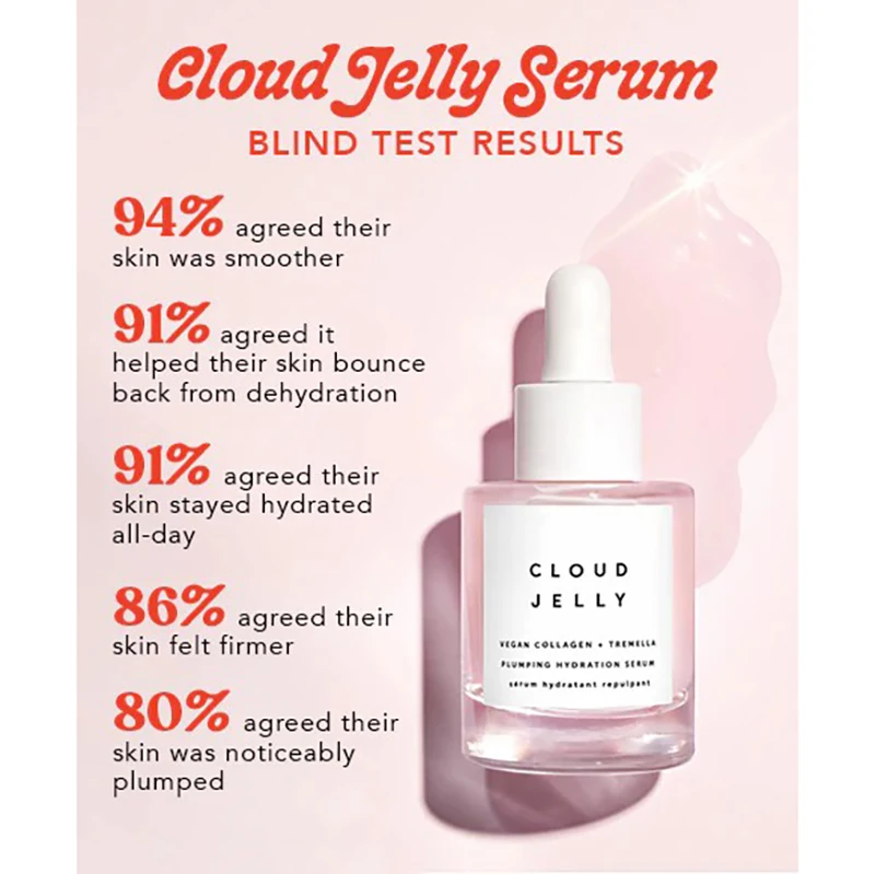 BLIW Private Label Pink Jelly Face Skincare Natural Vegan Cruelty-Free Hyaluronic Acid Plumping Hydration Facial Serum