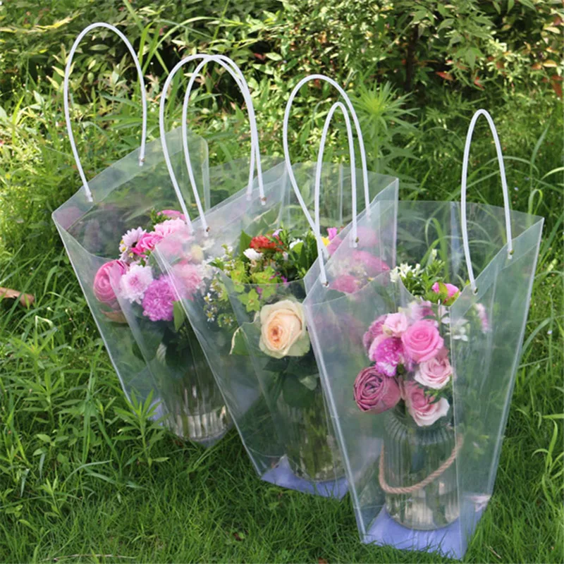 Birthday Anniversary Trapezoidal Reveal Recycled Clear Bouquet Korea Transparent Opp Plastic Bags for Flowers