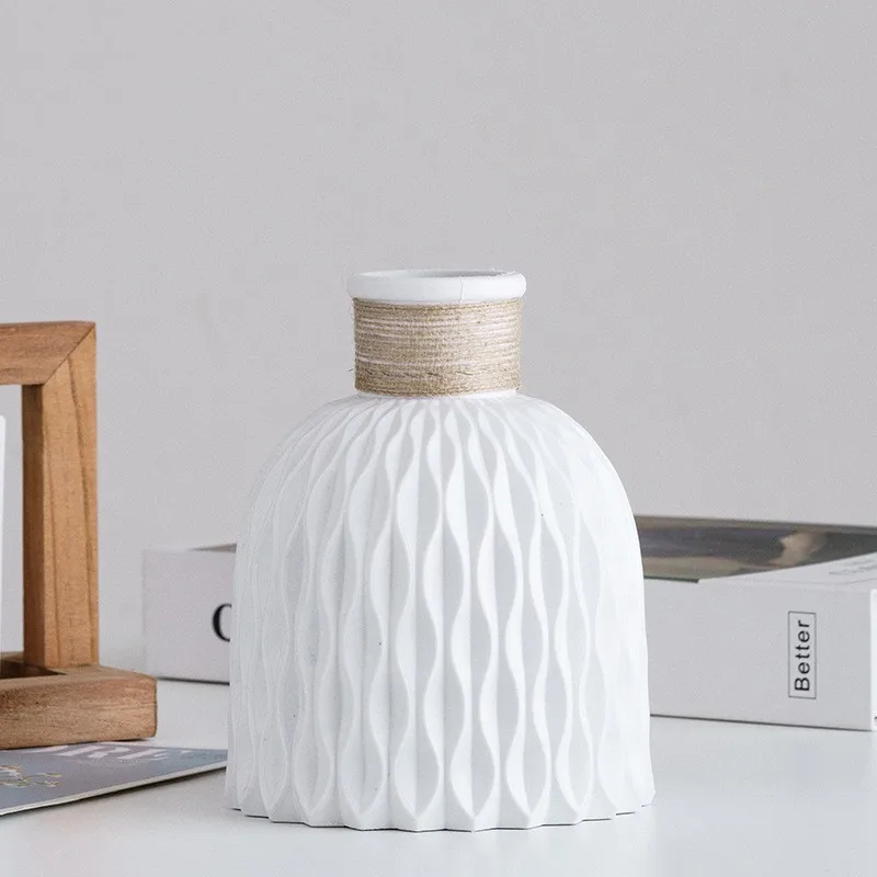 Factory White Artificial Flower Nordic Plastic Flower Vase Decoration flower arrangement vase