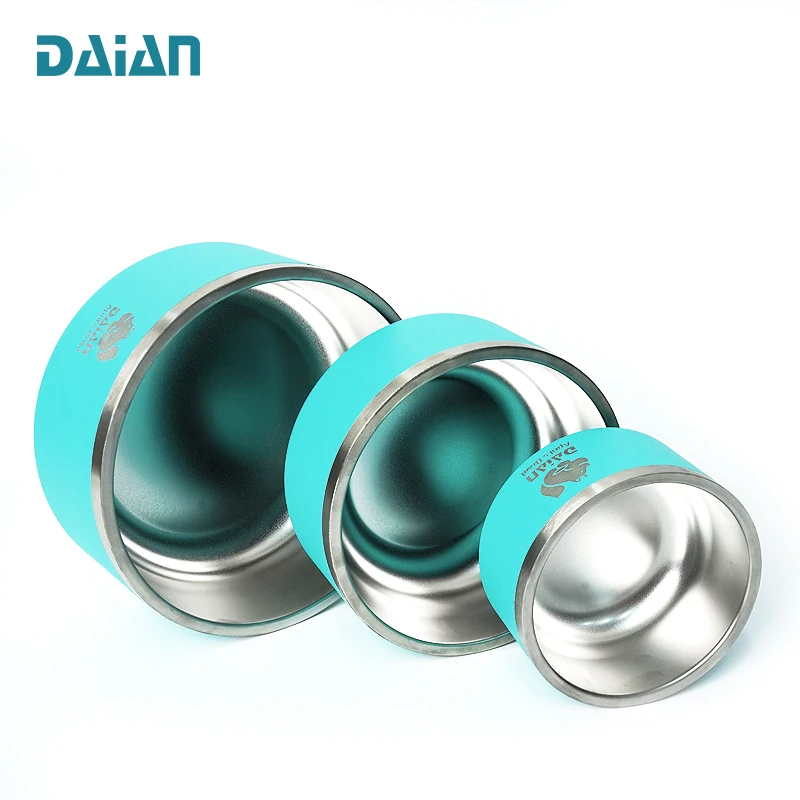 Wholesale Multi Colors 64oz Dog Water Bowl Silicone Stainless Steel Cat Bowl Double Wall Pet Bowl Non-slip Food Container