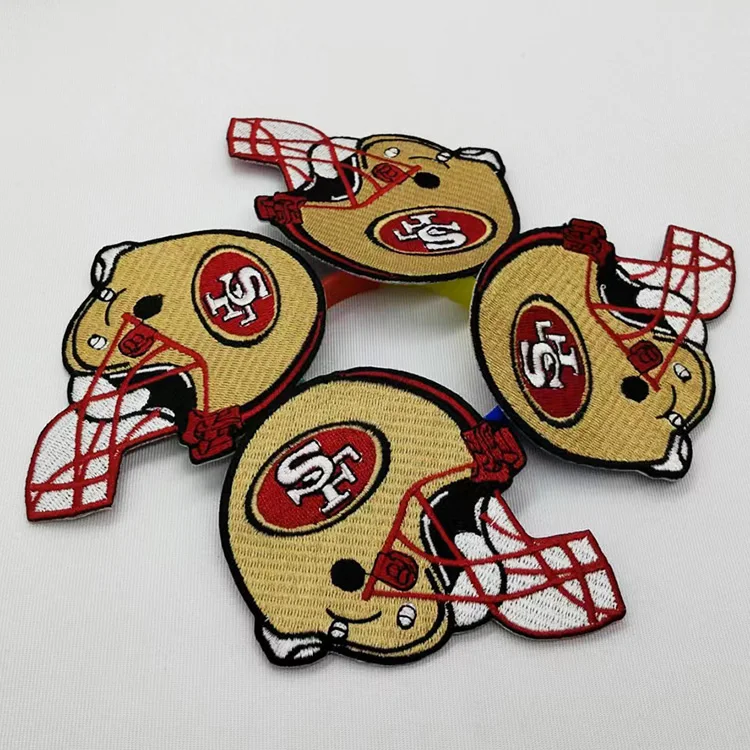 Long Lasting embroidered patches for various football teams baseball hats custom embroidery helmet patches trucker  patches