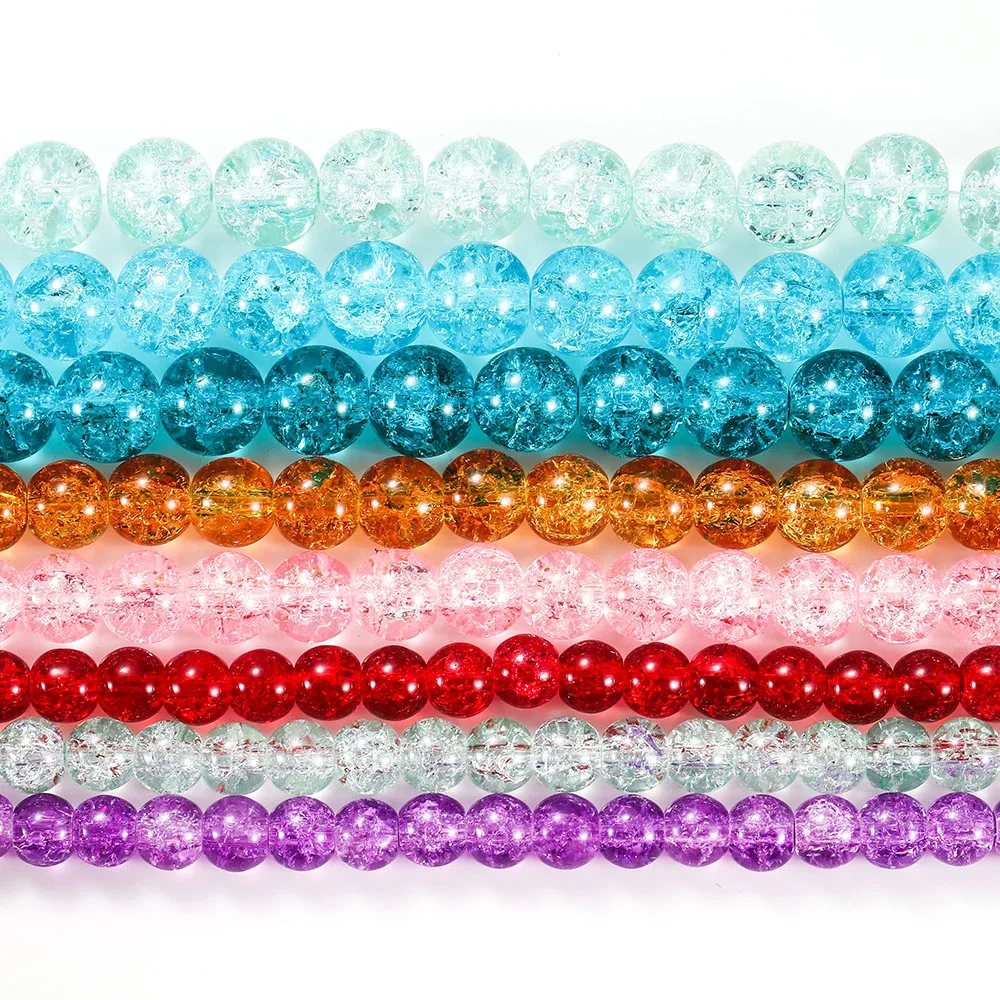 
Multicolor Cracked Crystal Stone Bead Colorful White Snow Natural Crystal Round Loose Beads For Bracelet Pendant Jewelry Making 