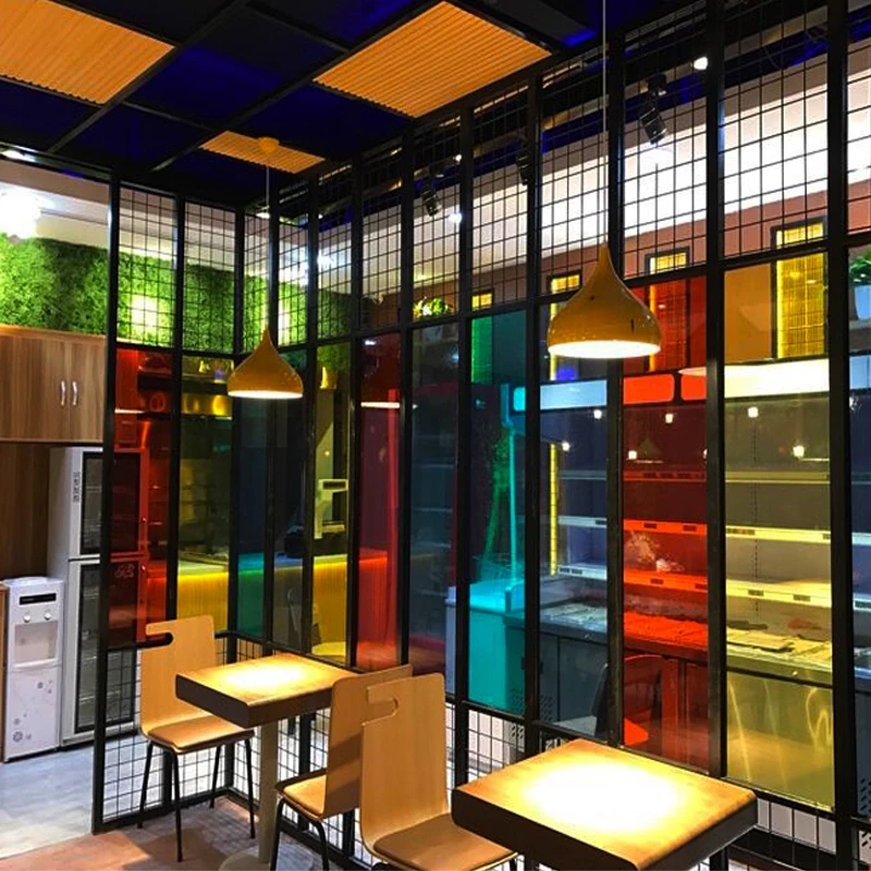 Hot sale colorful laminated glass stained colored tempered vidrio for decorative building door window floor