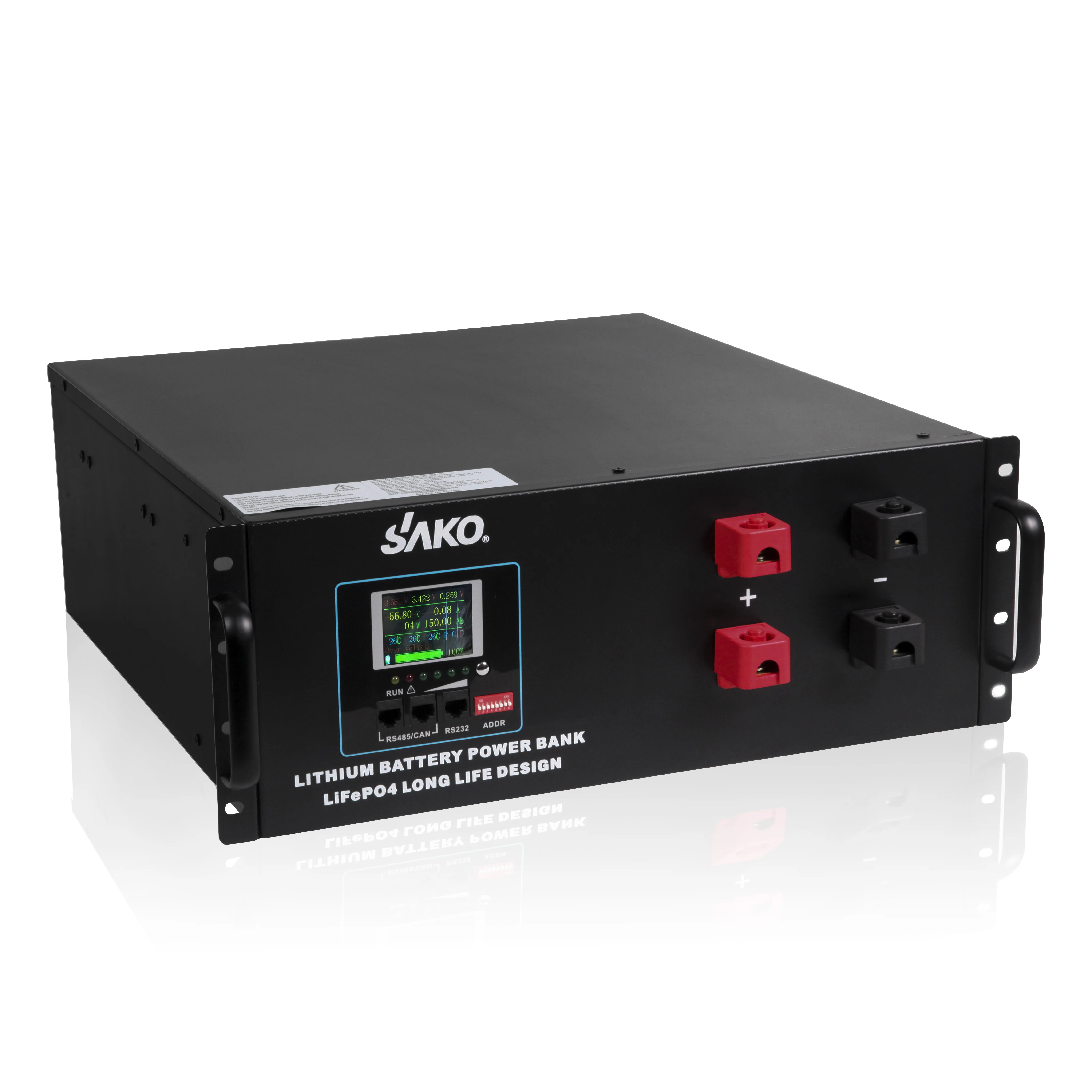 SAKO 48V 100AH LiFePO4 battery 51.2V 100AH 4U lithium battery 150A BMS built in 3000 times cycle for storage energy system