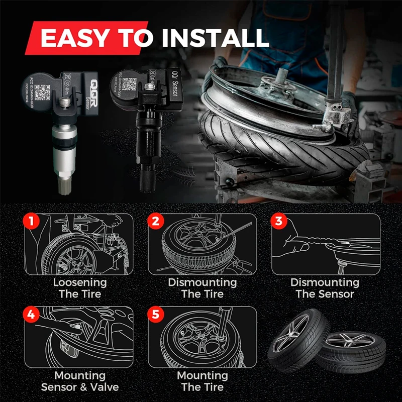 Universal Tpms Valves Sensor 433mhz+315mhz Programming Tpms Gauge Tire Pressure Monitoring System Sensor tpms programming