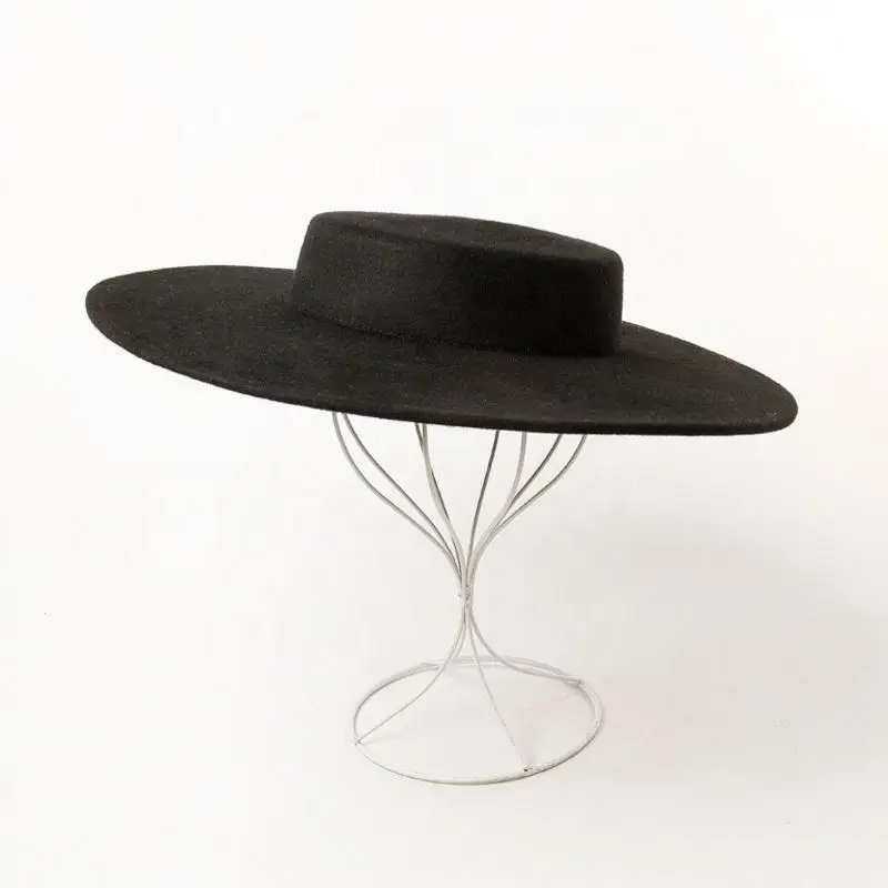 STS 11cm Wide Brim Vintage Party Dress Colourful Boater Shape Fashion Women Lady Wool Felt Hat