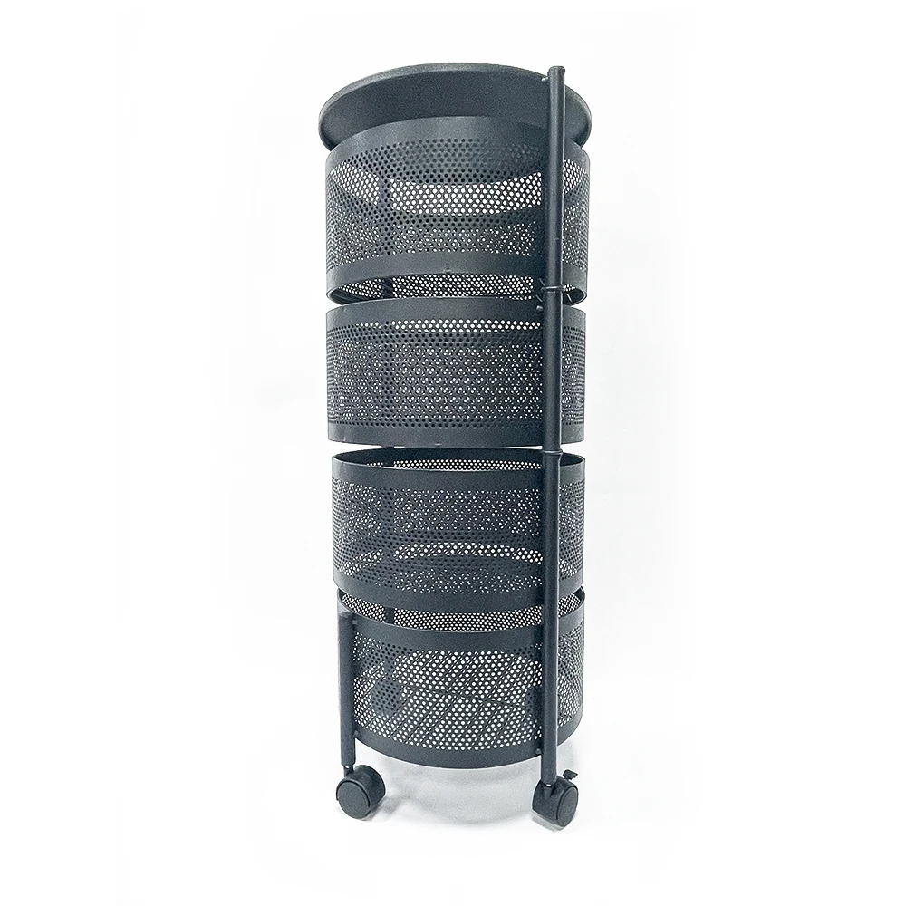 Factory direct sales home 360 degree rotating storage supplies four layer round frame shelf