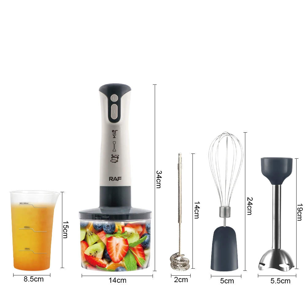 RAF 5 in 1 Multi-Purpose High Power 2000w Hand Held Stick Blender Immersion Hand Blender