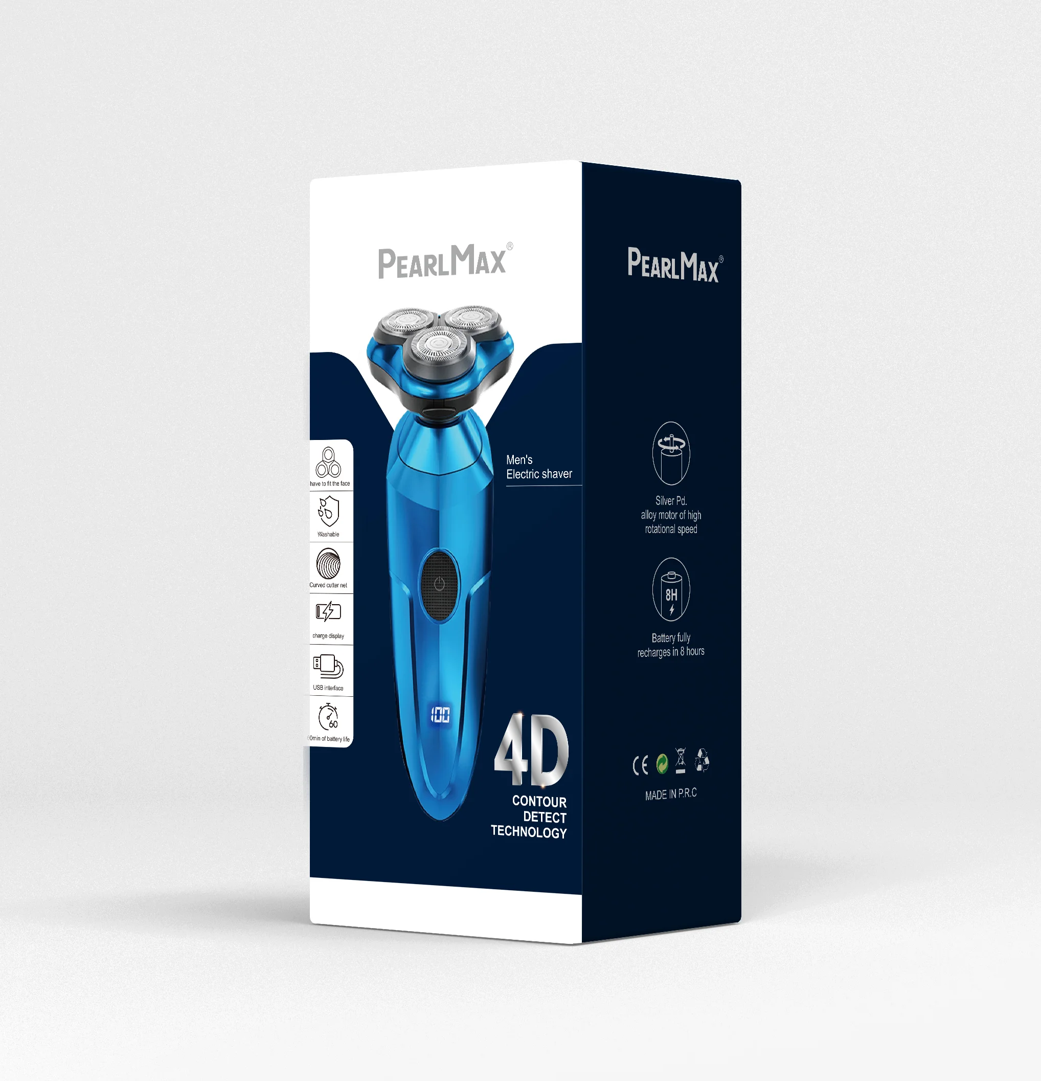 USB Rechargeable Electric Shaver with Single Blade Pearl Max Washable 4D Floating Cutter Head Reciprocating Foil Shaver for Face