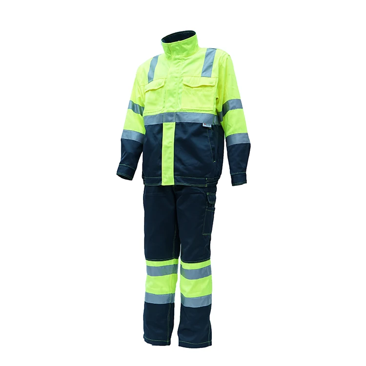 Wholesale High Visibility Workwear Softshell Waterproof Reflective Safety Clothing Windproof Jacket and Bib Pants