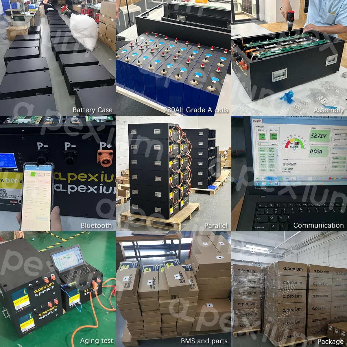 EU Stock Diy 280Ah 48V Lifepo4 Battery Box 280Ah Lifepo4 Battery pack Battery Box Diy Kit Including Bms And Lcd Screen