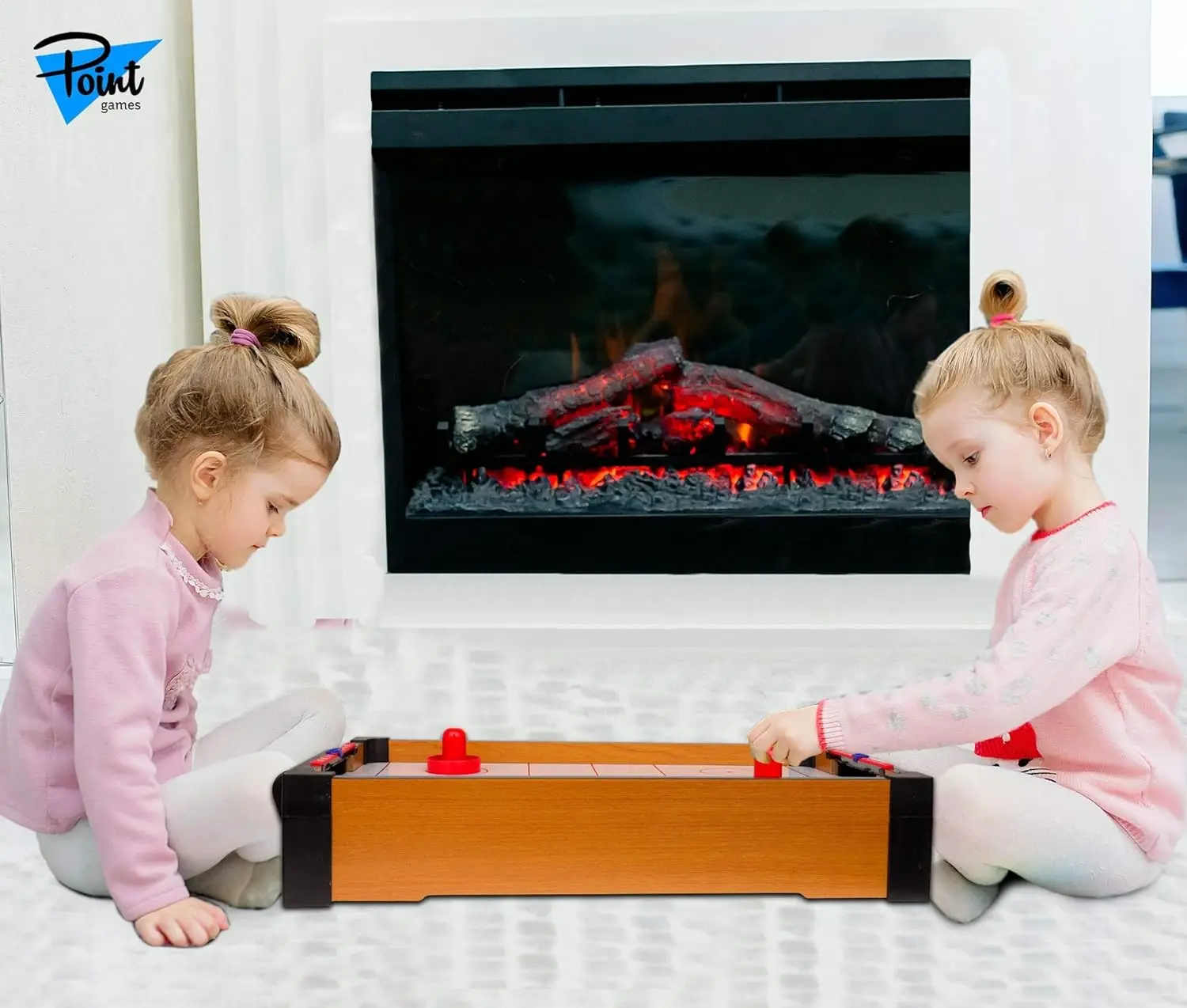 Two-Player Household Wooden Table Hockey Game Desktop Air Hockey Board with Solid Wood Legs for Parties Similar to Pool Sport