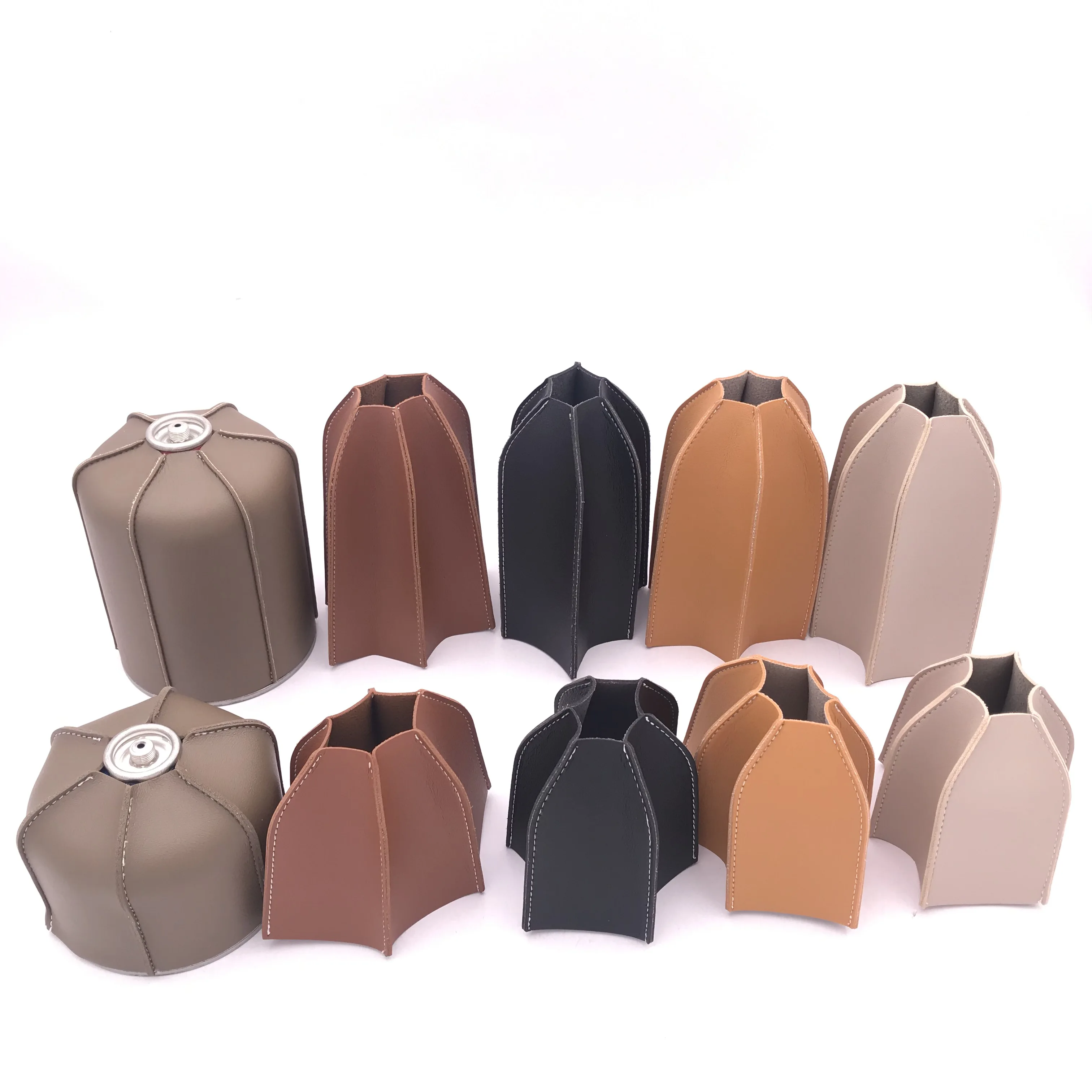 Custom Outdoor Camping Leather 230g Camping Gas Warmer Tank Protective Cover Gas Cylinder Warmer Case