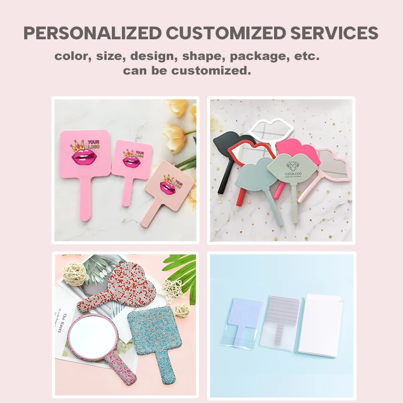 Mini LED Luminous Makeup Mirror Foldable Small Compact Mirror Round Portable USB Handheld Makeup Magnifying Mirrors with Light