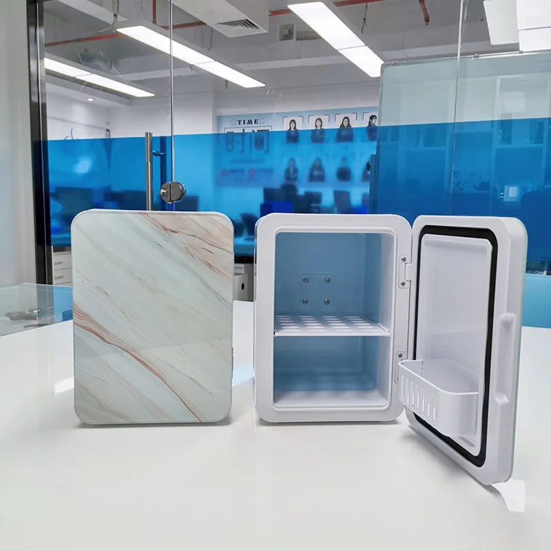 
5 Liter Compact Small Refrigerator with Marble Glass Mirror Door Electric Cooler and Warmer Mini Nevera Fridge 