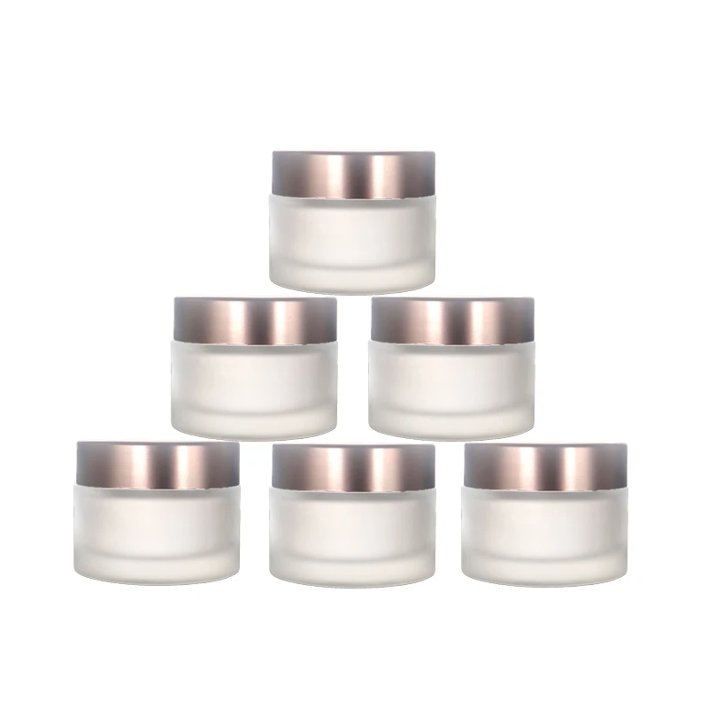 HOT 1oz 2oz Rose gold Lid Frosted Glass Face/Hand Cream Mask Lotion Jar Pots Bottle Refillable Container Cosmetic Skincare