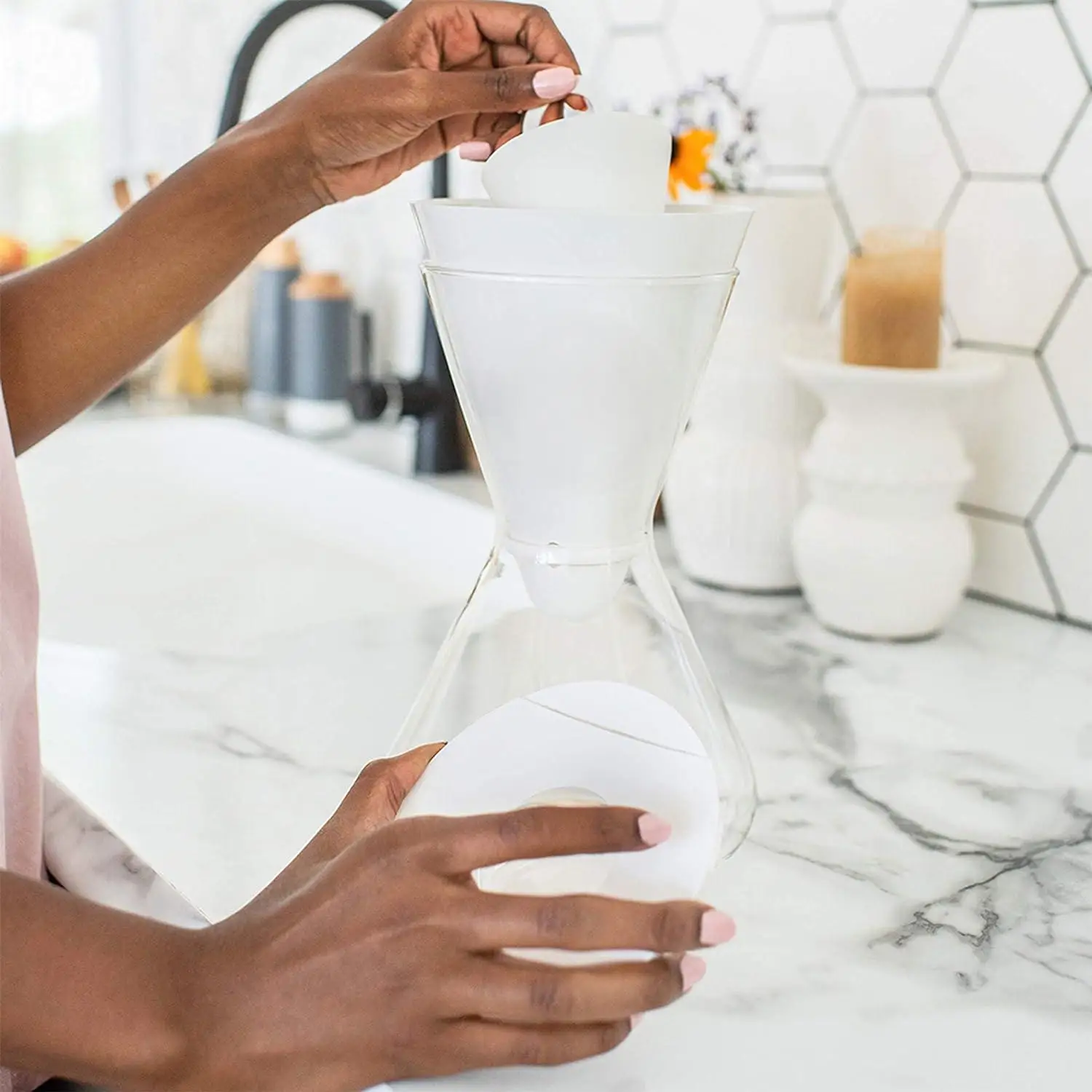 New style borosilicate glass transparent water filter glass carafe clear glass water bottles with replacement filters